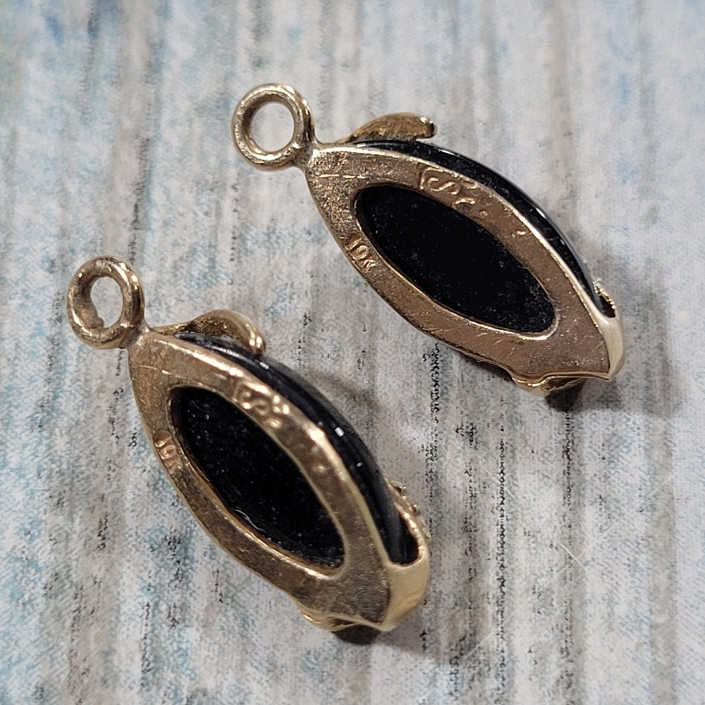 10k Onyx Two little Charms For Earrings. - Picture 4 of 9
